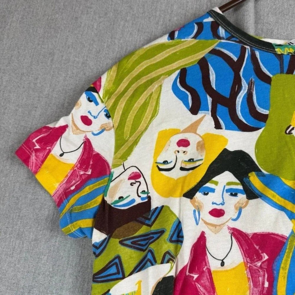 Zara short sleeve fun print cropped top M - Picture 5 of 8